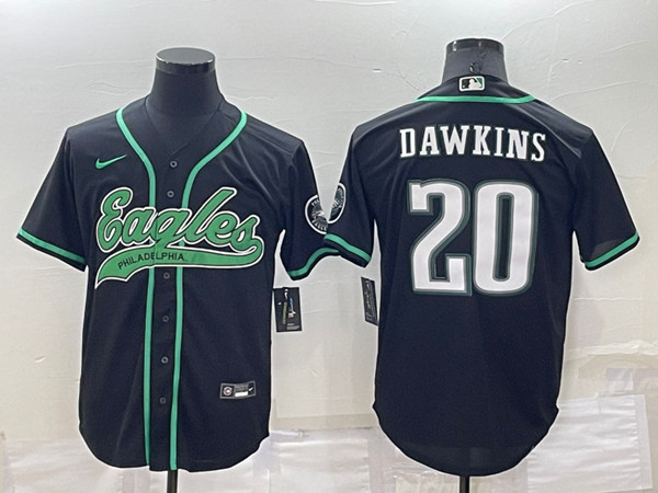 Men's Philadelphia Eagles #20 Brian Dawkins Black Cool Base Stitched Baseball Jersey